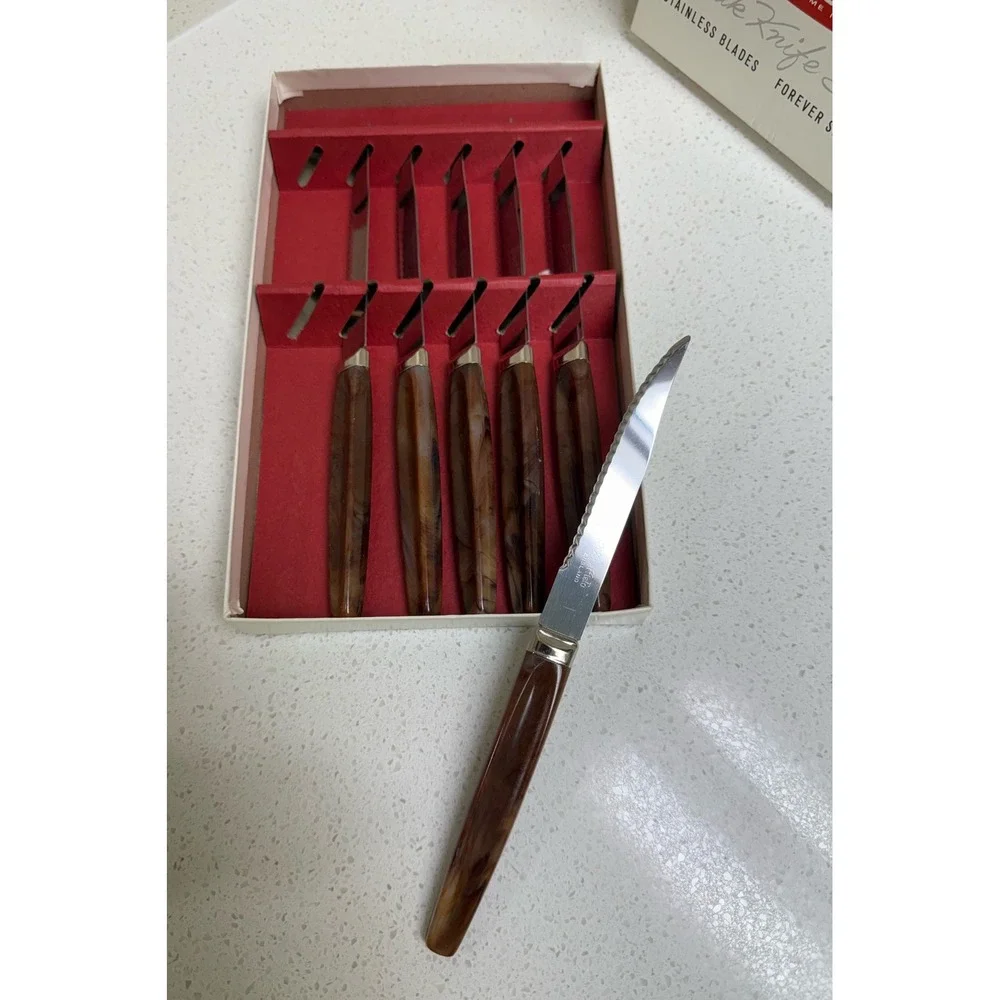 Regent Sheffield Steak Knife Set 6 Piece Stainless Blades Forever Sharp Cutlery